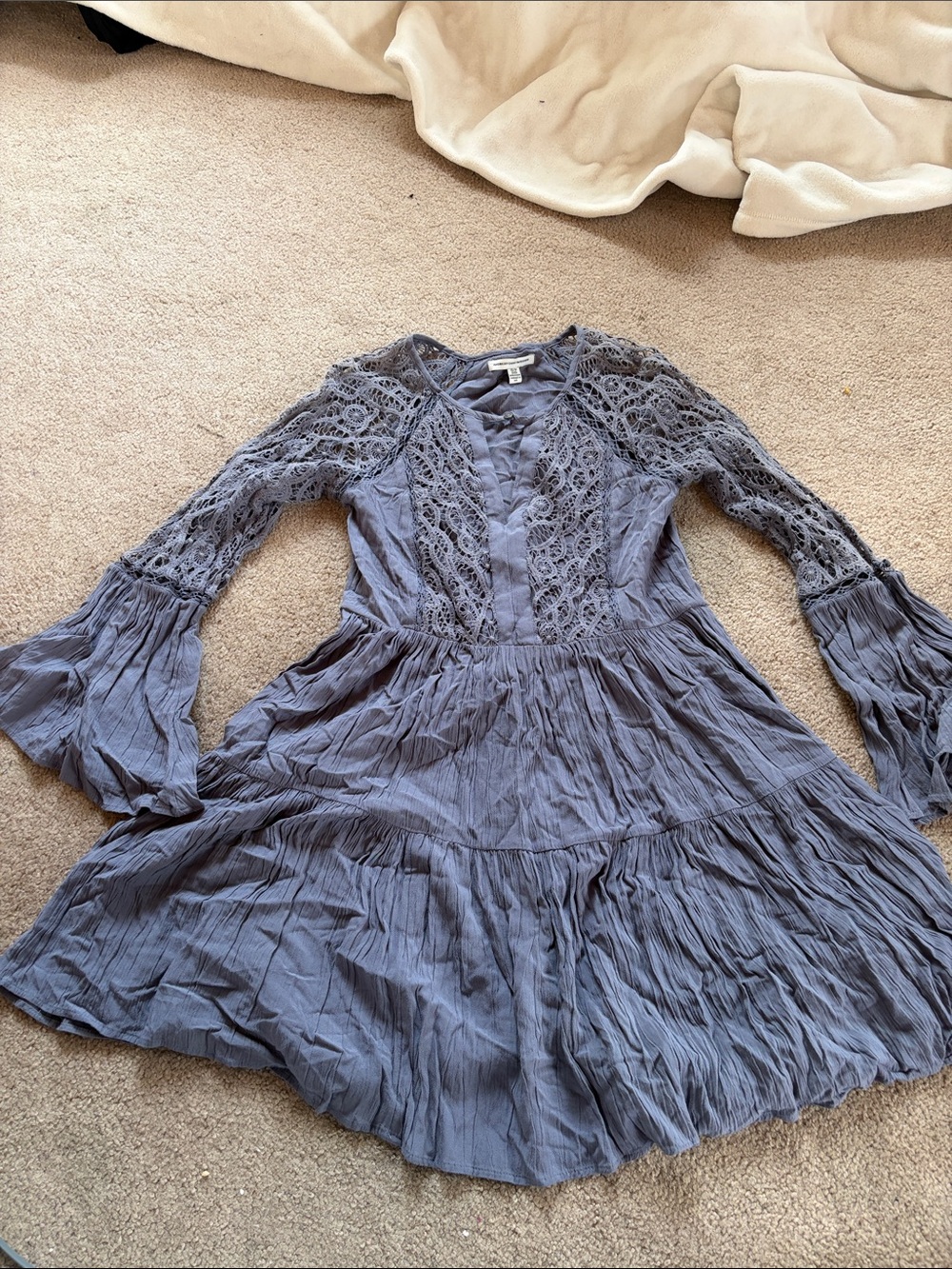 American Eagle Outfitters Beautiful Blue Open Weave Dress